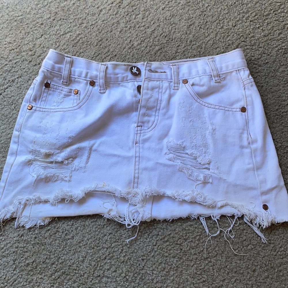 One teaspoon white denim mini skirt